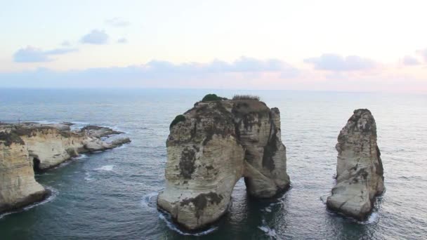 Beautiful View Pigeon Rocks Promenade Center Beirut Lebanon — Stockvideo