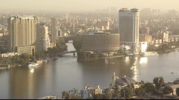 Hermosa Vista Del Centro Cairo Isla Zamalek Desde Torre Cairo — Vídeo de stock