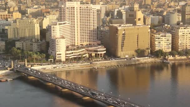 Pemandangan Indah Dari Pusat Kairo Dan Pulau Zamalek Dari Menara — Stok Video