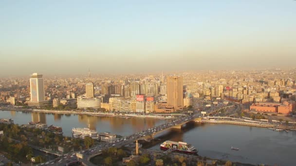 Vacker Utsikt Över Centrum Kairo Och Zamalek Från Kairo Tower — Stockvideo