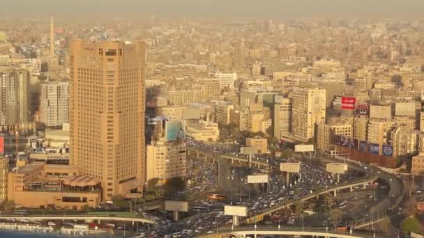 Schöne Aussicht Auf Das Zentrum Von Kairo Und Die Insel — Stockvideo