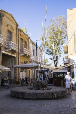 Tarihi binaları ve kafeler, Lefkoşa, Kıbrıs'ın merkezinde güzel görünüm