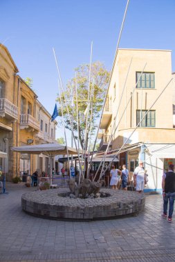 Tarihi binaları ve kafeler, Lefkoşa, Kıbrıs'ın merkezinde güzel görünüm