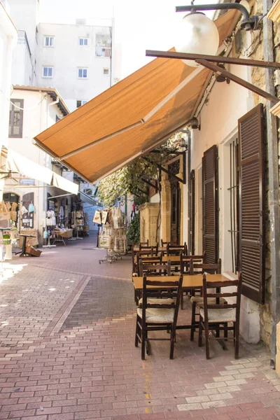 Гарний Вигляд Історичних Будівель Кафе Центрі Нікосії Кіпр — стокове фото