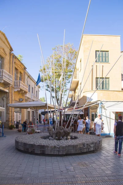 stock image Nice view of the historic buildings and cafes in the center of Nicosia, Cyprus