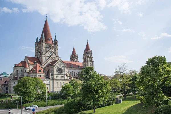 stock image Beautiful view of St. Francis of Assisi Church in Vienna, Austria