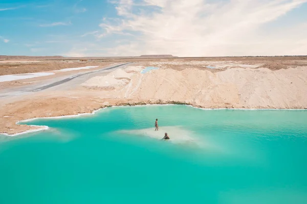 Siwa Oasis, Mısır 'daki Salt Plains ve Lakes' in güzel manzarası
