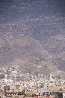 Tipik Yemen mimarisinin güzel manzarası