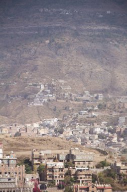 Tipik Yemen mimarisinin güzel manzarası