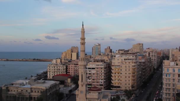 Vacker Utsikt Över Qaed Ibrahim Basha Moskén Alexandria Egypten — Stockvideo