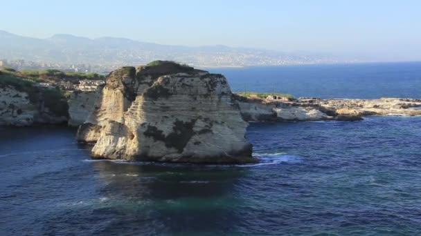 Beautiful View Pigeon Rocks Promenade Center Beirut Lebanon — Stock Video