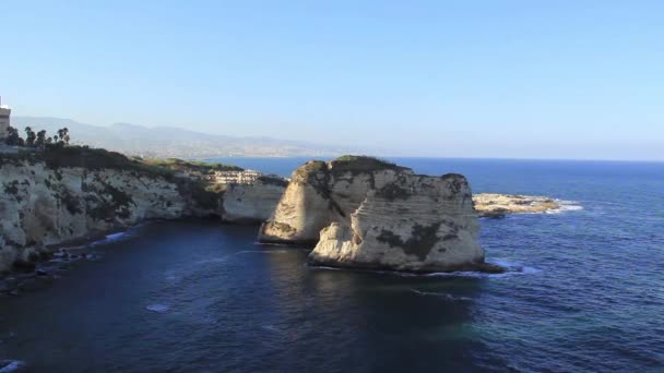 Prachtig Uitzicht Duivenrotsen Promenade Het Centrum Van Beiroet Libanon — Stockvideo