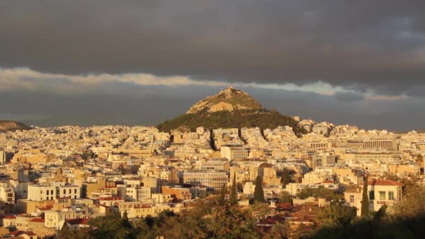 Hermosa Vista Colina Lycabettus Atenas Grecia — Vídeos de Stock