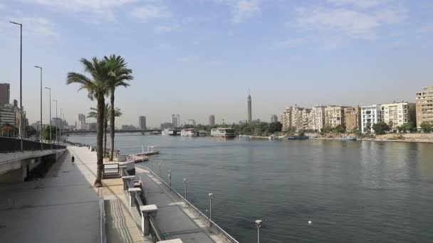 Krásný Výhled Káhirskou Věž Nábřeží Nilu Káhiře Egypt — Stock video