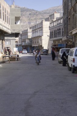 Tipik Yemen mimarisinin güzel manzarası