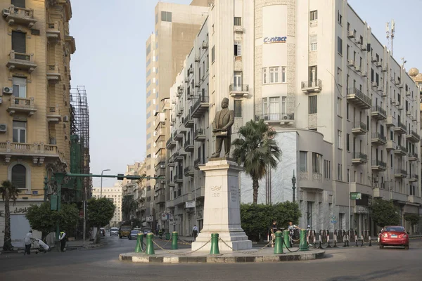 stock image Statue of Talaat Harb who was a leading Egyptian economist and founder of Banque Misr located in Midan Talaat Harb Square Downtown Cairo Egypt