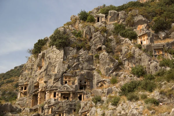 Tombs Were Carved Rocks Hand Mira City Turkey — Stock Photo, Image