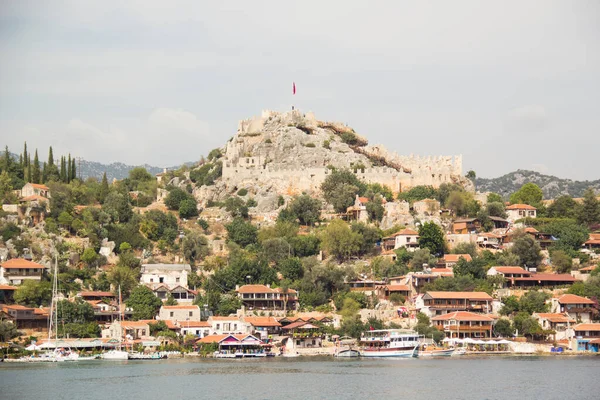 Όμορφη Θέα Της Ακτής Της Πόλης Θέρετρο Kale Τουρκία — Φωτογραφία Αρχείου