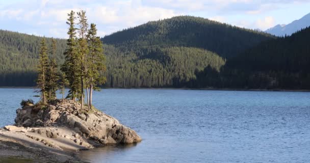 Красивий Вид Озеро Мінневанка Національному Парку Банфф Канаді — стокове відео