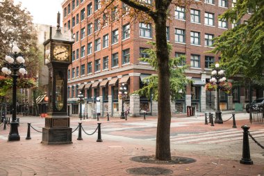 Vancouver, Kanada 'daki Gastown Buhar Saatinin güzel manzarası