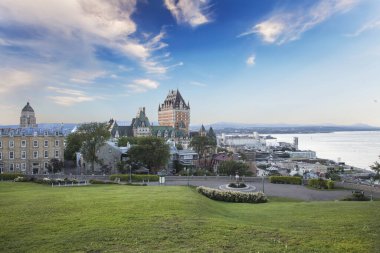 Quebec City, Kanada 'daki Fairmont Le Chateau Frontenac' ın güzel manzarası