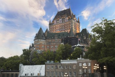 Quebec City, Kanada 'daki Fairmont Le Chateau Frontenac' ın güzel manzarası