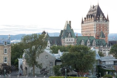 Quebec City, Kanada 'daki Fairmont Le Chateau Frontenac' ın güzel manzarası