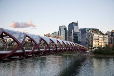 Calgary, Kanada 'daki Barış Köprüsü' nün güzel manzarası.