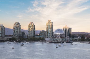 Vancouver, Kanada 'daki Vancouver Bilim Dünyası' nın güzel manzarası