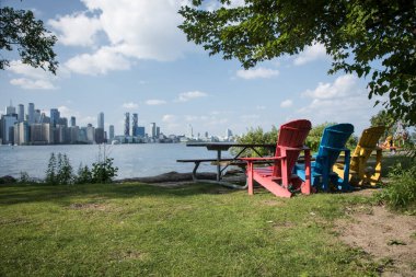 Kanada Toronto 'daki Rogers Center ve CN Tower' ın güzel manzarası