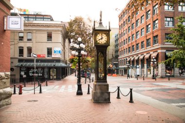 Vancouver, Kanada 'daki Gastown Buhar Saatinin güzel manzarası