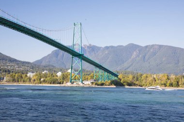 Vancouver, Kanada 'daki Lions Gate Köprüsü' nün güzel manzarası