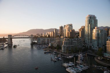 Vancouver, Kanada 'daki Vancouver Körfezi' nin güzel manzarası