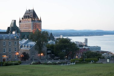 Quebec City, Kanada 'daki Fairmont Le Chateau Frontenac' ın güzel manzarası