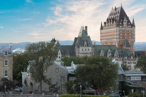 Quebec City, Kanada 'daki Fairmont Le Chateau Frontenac' ın güzel manzarası