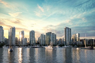 Vancouver, Kanada 'daki Vancouver Körfezi' nin güzel manzarası