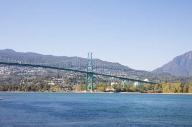 Vancouver, Kanada 'daki Lions Gate Köprüsü' nün güzel manzarası