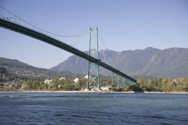 Vancouver, Kanada 'daki Lions Gate Köprüsü' nün güzel manzarası