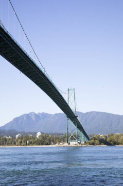 Vancouver, Kanada 'daki Lions Gate Köprüsü' nün güzel manzarası