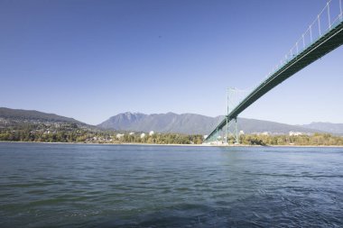 Vancouver, Kanada 'daki Lions Gate Köprüsü' nün güzel manzarası