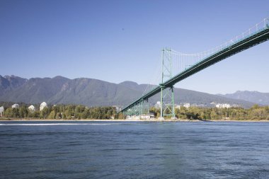 Vancouver, Kanada 'daki Lions Gate Köprüsü' nün güzel manzarası