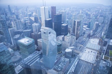 Toronto, Kanada 'daki CN Kulesi' nden şehir merkezinin güzel manzarası