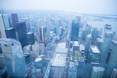 Toronto, Kanada 'daki CN Kulesi' nden şehir merkezinin güzel manzarası