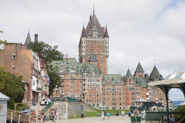 Quebec City, Kanada 'daki Fairmont Le Chateau Frontenac' ın güzel manzarası