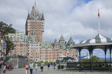 Quebec City, Kanada 'daki Fairmont Le Chateau Frontenac' ın güzel manzarası