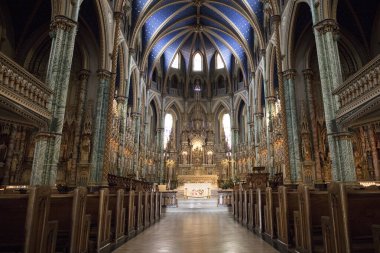 Kanada, Ottawa 'daki Notre Dame Katedrali' nin güzel manzarası.