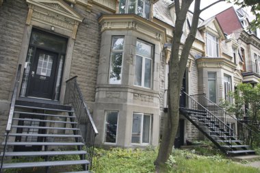 Montreal, Kanada 'daki Plateau-Mont-Royal sokaklarının güzel manzarası