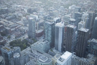 Toronto, Kanada 'daki CN Kulesi' nden şehir merkezinin güzel manzarası