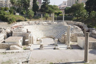 İskenderiye, Mısır 'daki Roma amfitiyatrosunun güzel manzarası