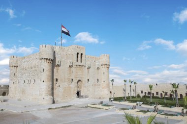 İskenderiye, Mısır 'daki Qaitbay Kalesi manzarası